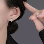 Nadine Square Earrings in White Gold