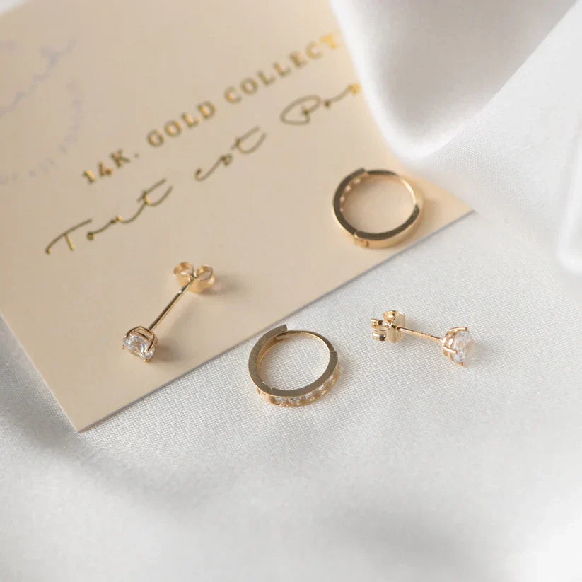 Gold Stone Earrings Set by Dara Brillane