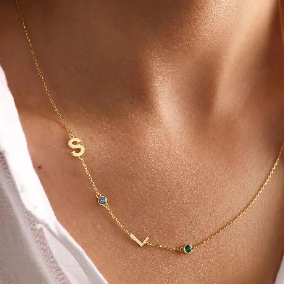 Personalized Birthstone Initial Necklace for Women