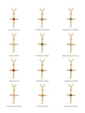18k Gold Vermeil Birthstone Cross Pendant Necklace