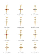18k Gold Vermeil Birthstone Cross Pendant Necklace
