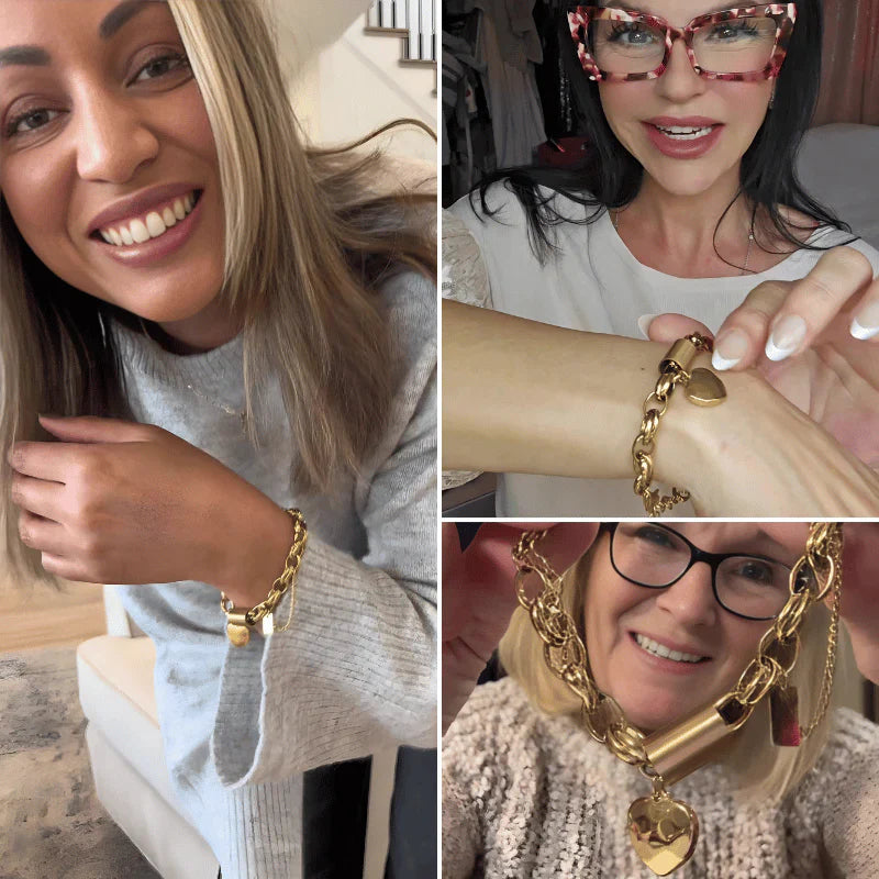 Chunky Heart-Inspired Bracelet in White Gold