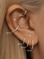 Waterproof Titanium Cartilage Hoop in Multiple Sizes - 5A CZ, 16g & 18g