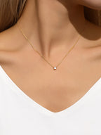 14K Solid Gold Mini Zircon Necklace