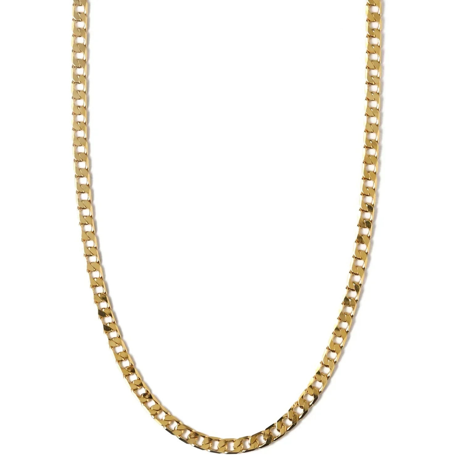 White Gold Flat Link Curb Chain Necklace