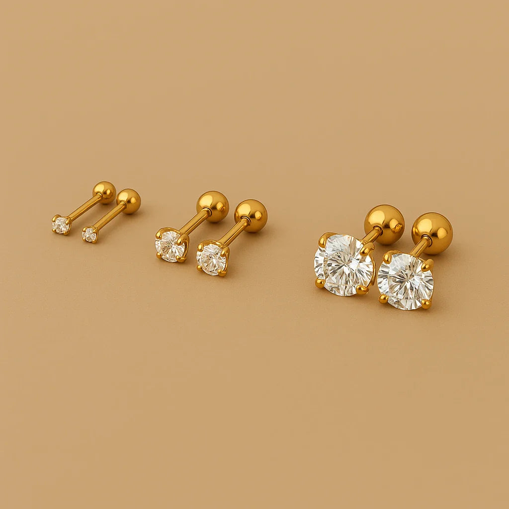 Elegant Earring Trio: 3 Pairs of Stylish Earrings