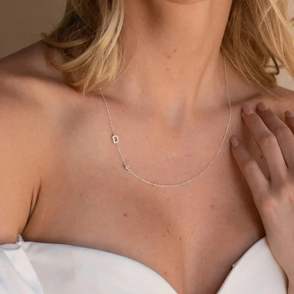 Personalized Birthstone Initial Necklace for Women