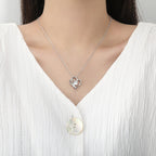 Gold Double Heart Necklace Adorned with Zirconia