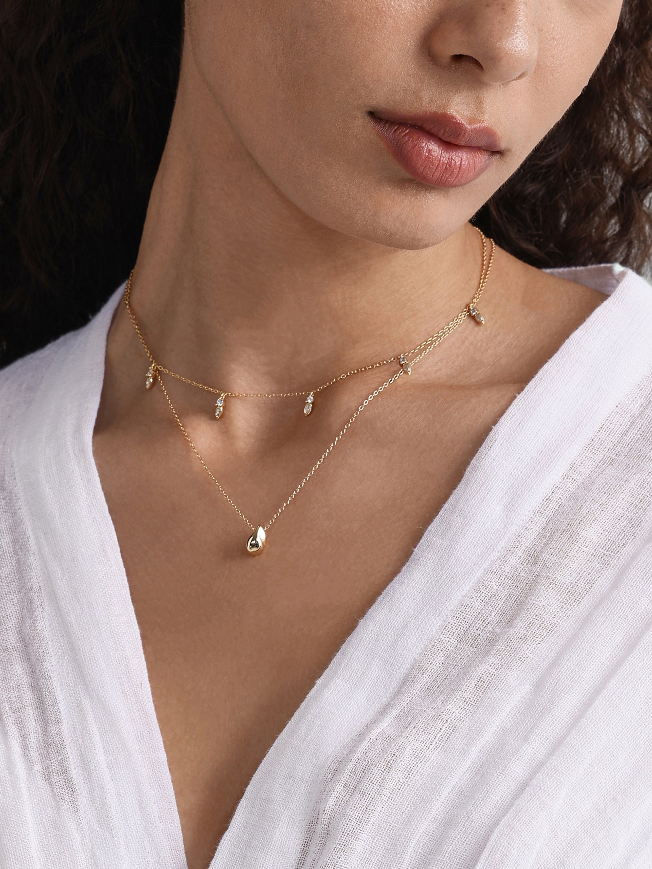 18k Gold Vermeil Flowing Droplet Pendant Necklace