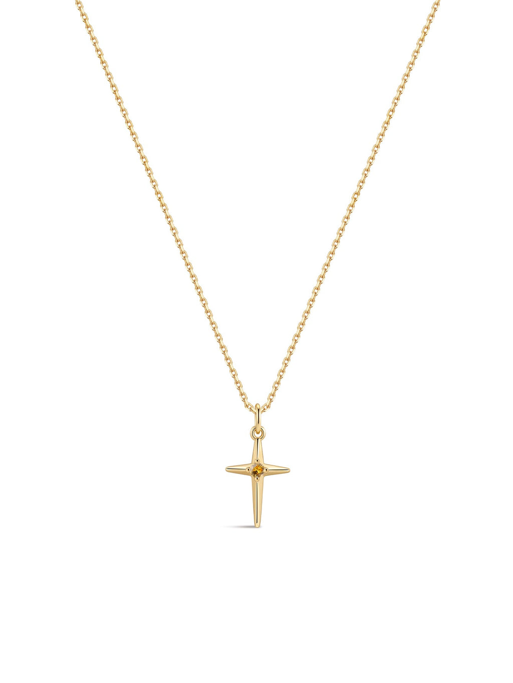 18k Gold Vermeil Birthstone Cross Pendant Necklace