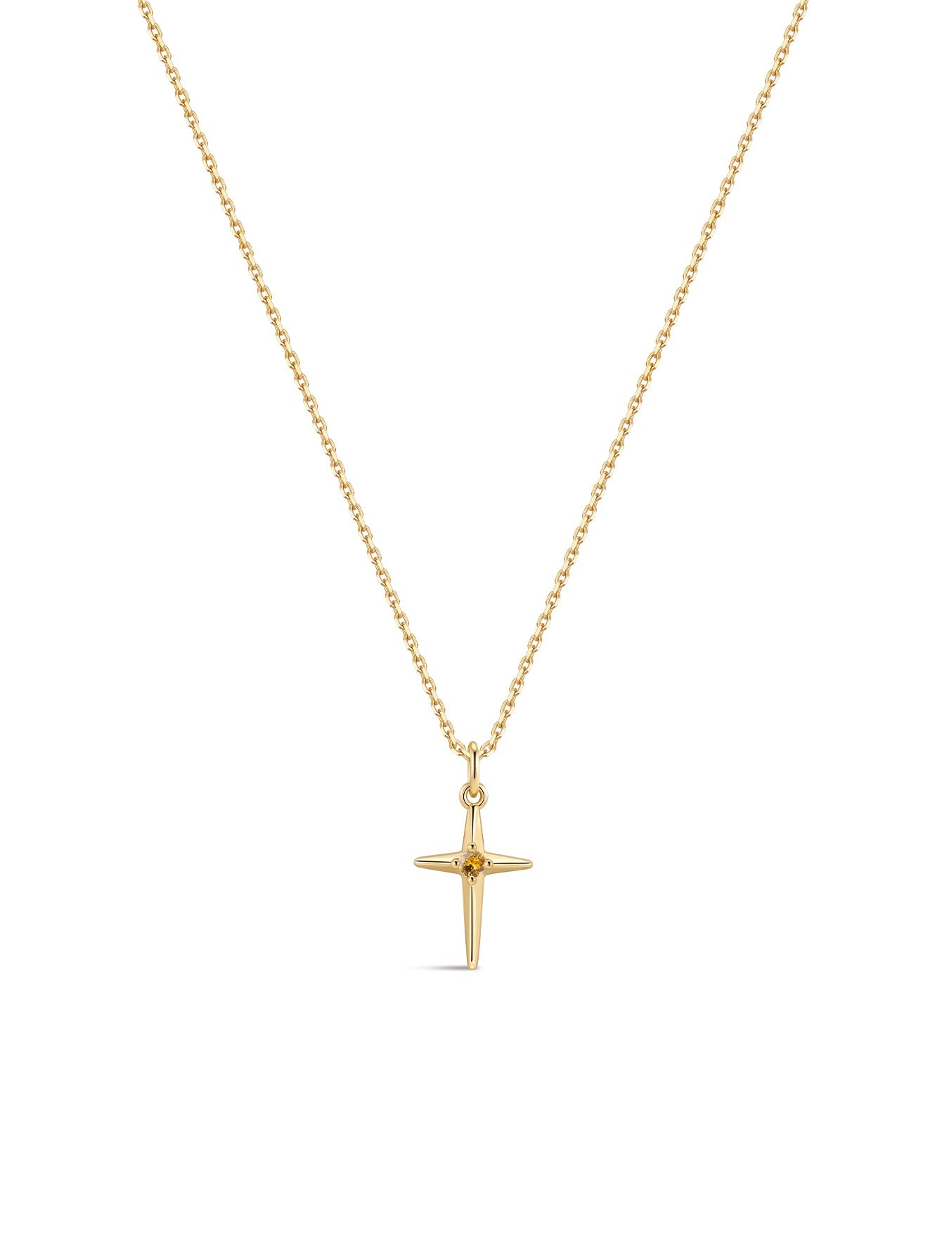 18k Gold Vermeil Birthstone Cross Pendant Necklace