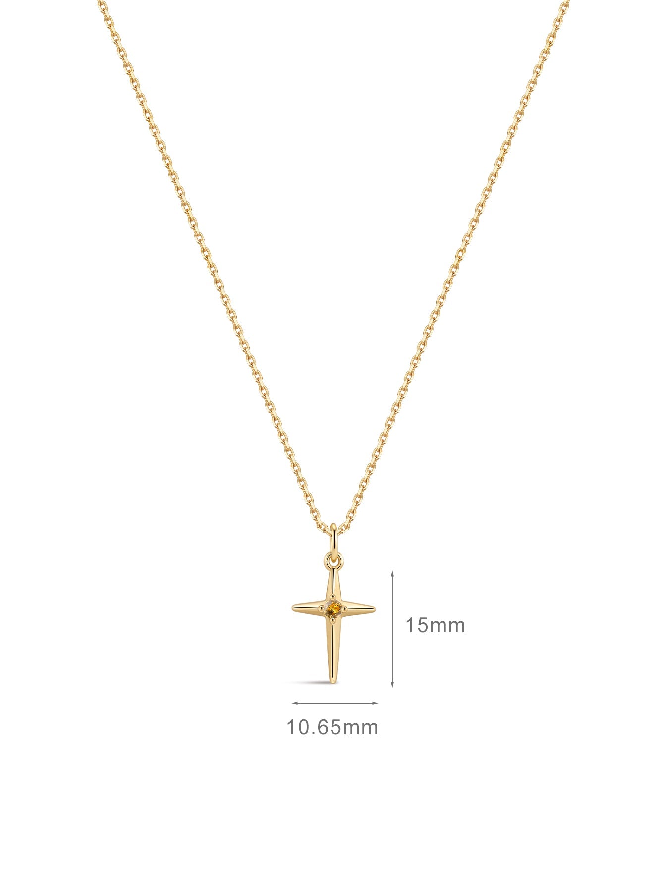 18k Gold Vermeil Birthstone Cross Pendant Necklace