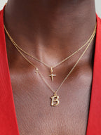 18k Gold Vermeil Birthstone Cross Pendant Necklace