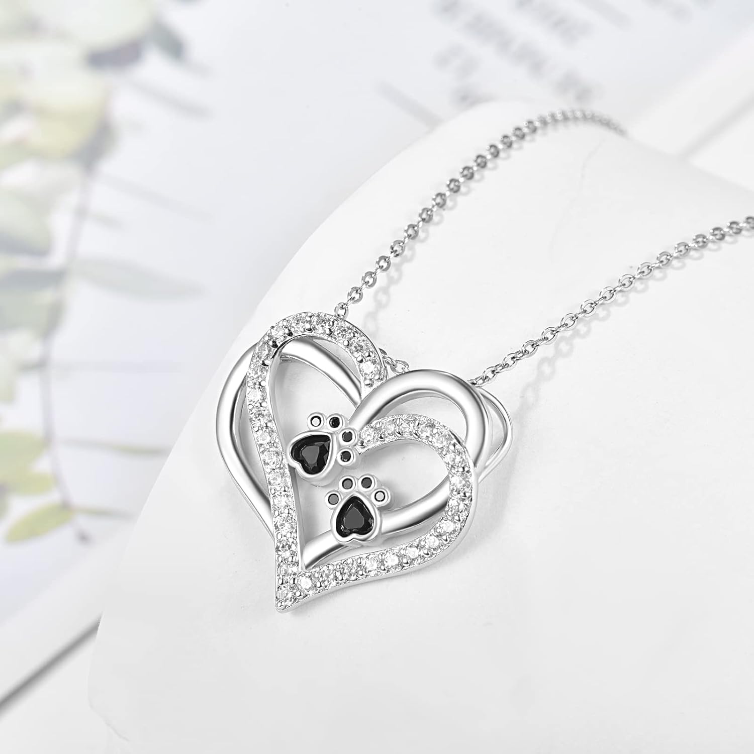 Dog Paw Heart Pendant Necklace