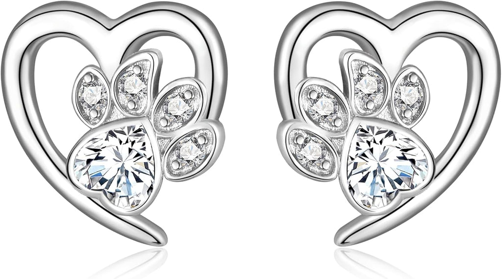 Paw Print and Heart Earrings