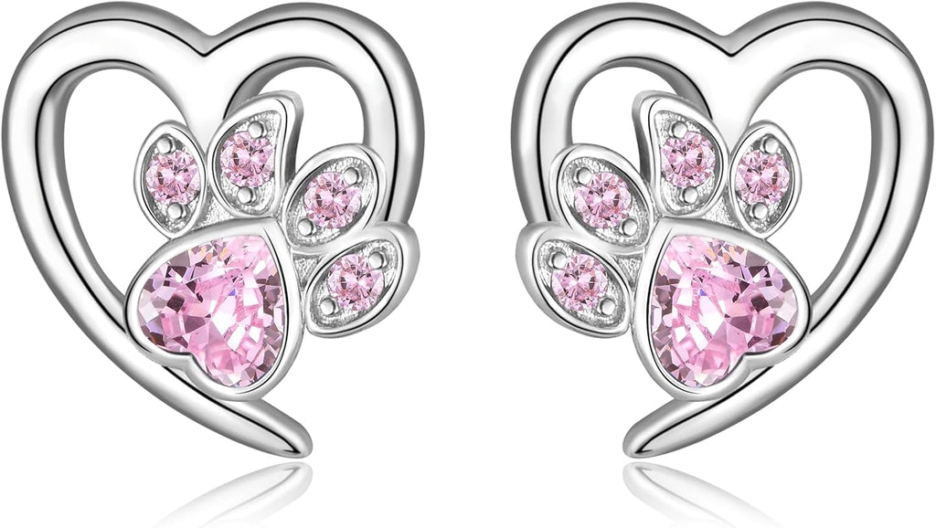 Paw Print and Heart Earrings