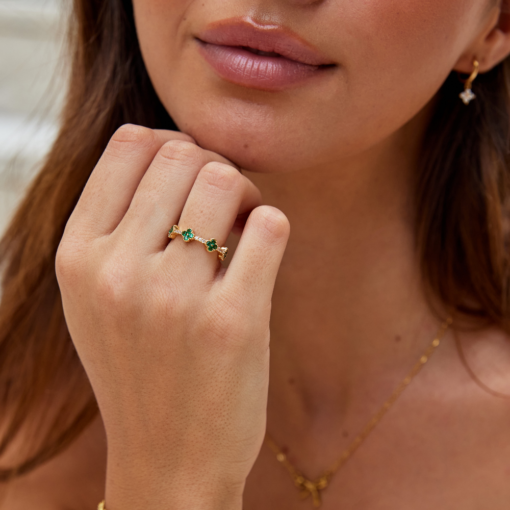 Clover Crystal Lucky Ring