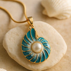 Blue Pearl Shell Pendant Necklace