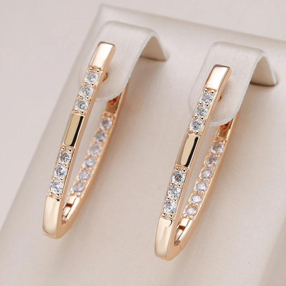 Gold Cubic Zirconia Elegant Earrings