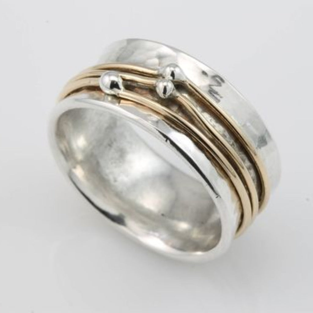 STELLA | ELEGANT GOLD-ACCENTED SILVER LAYERED RING