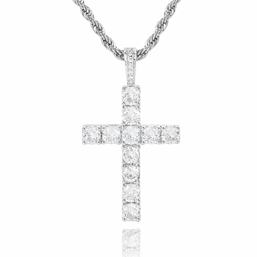 White Gold Cross Pendant Necklace