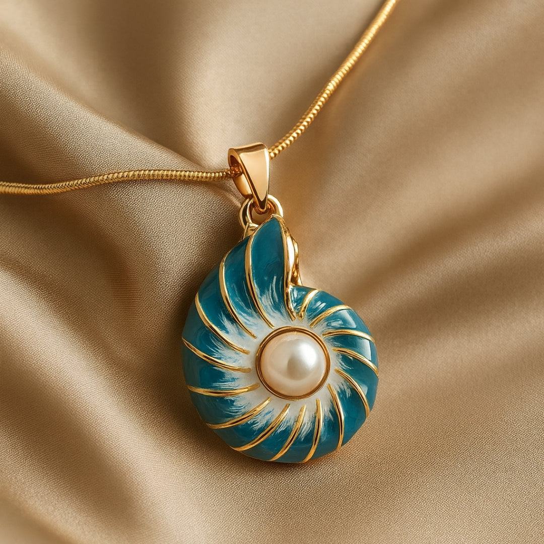 Blue Pearl Shell Pendant Necklace