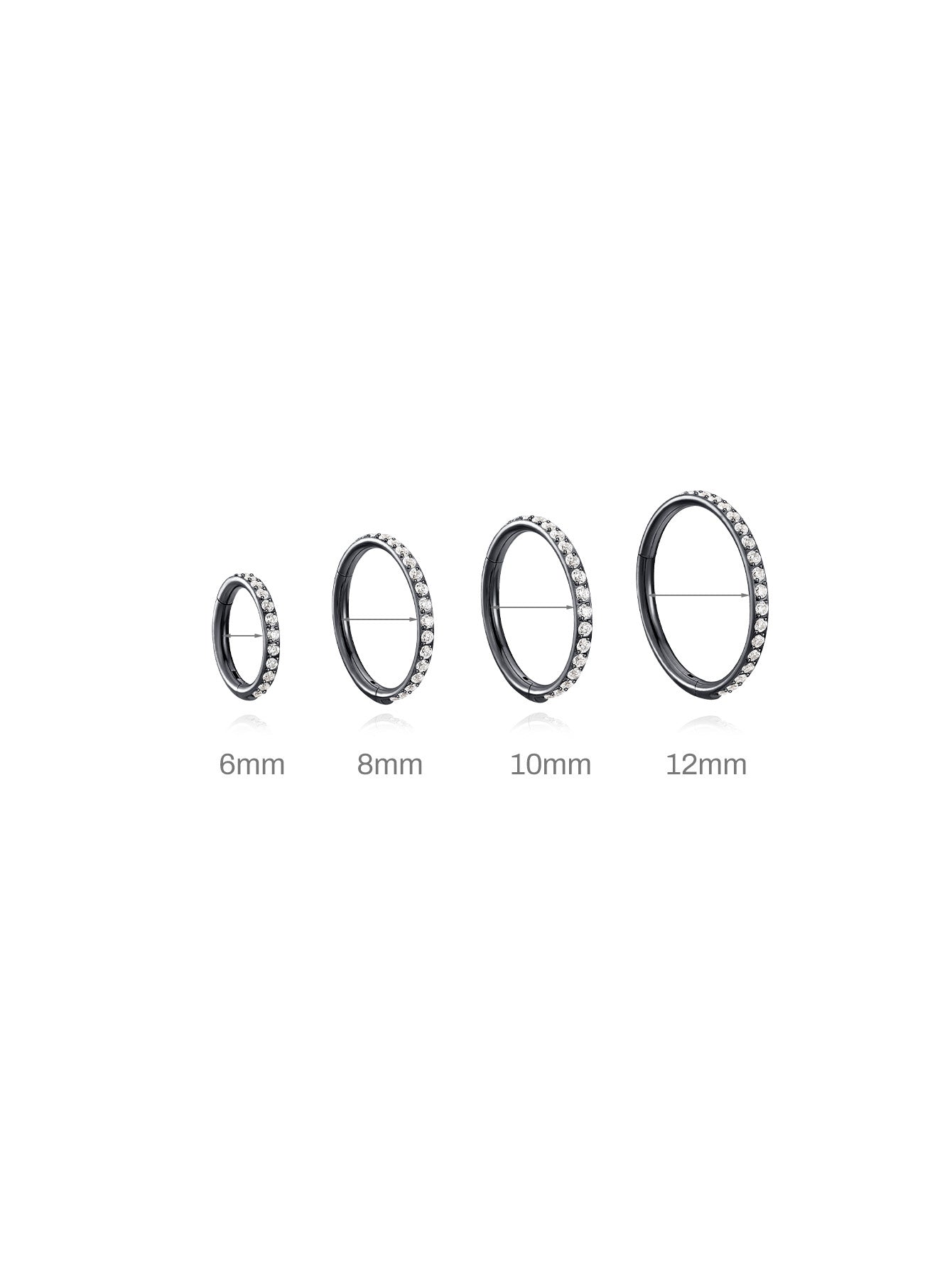 Waterproof Titanium Cartilage Hoop in Multiple Sizes - 5A CZ, 16g & 18g
