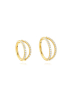 5A CZ Double Hoop Cartilage Earring - Titanium Waterproof in Various Sizes - 16g