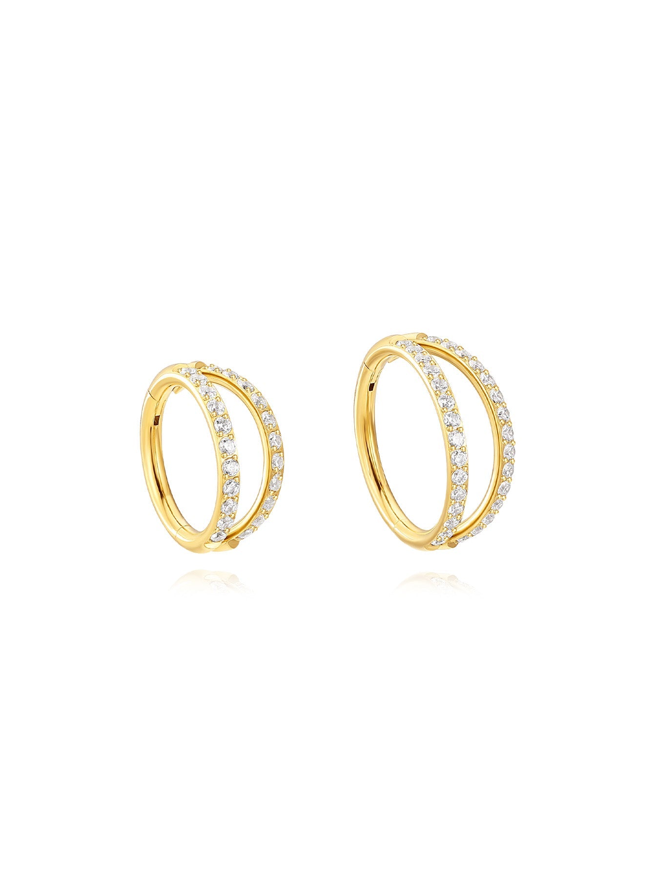 5A CZ Double Hoop Cartilage Earring - Titanium Waterproof in Various Sizes - 16g