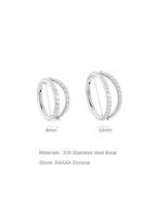 5A CZ Double Hoop Cartilage Earring - Titanium Waterproof in Various Sizes - 16g