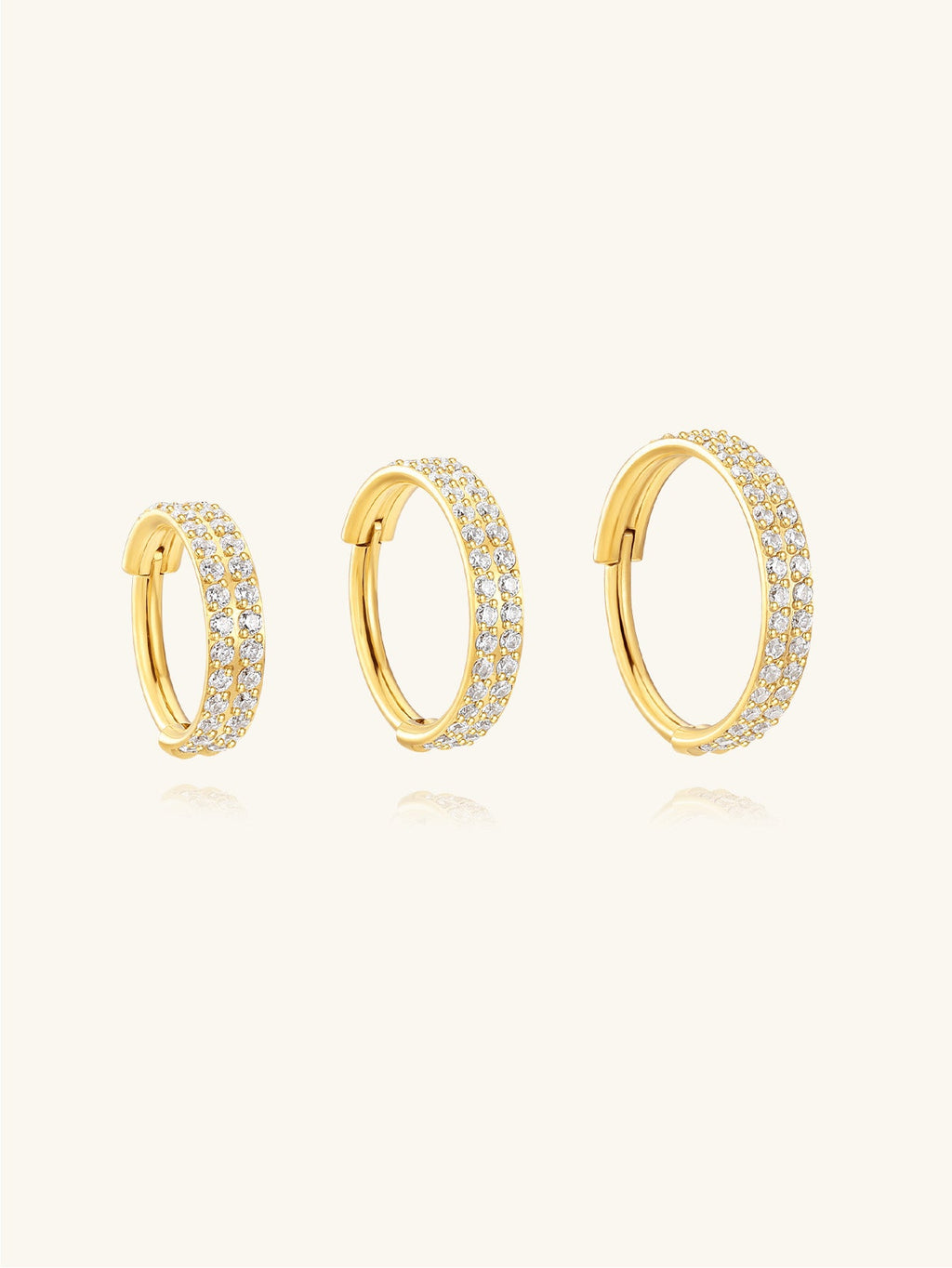 5A CZ Double Row Zirconia Wide Cartilage Hoop - Titanium Waterproof, Available in Multiple Sizes, 16g