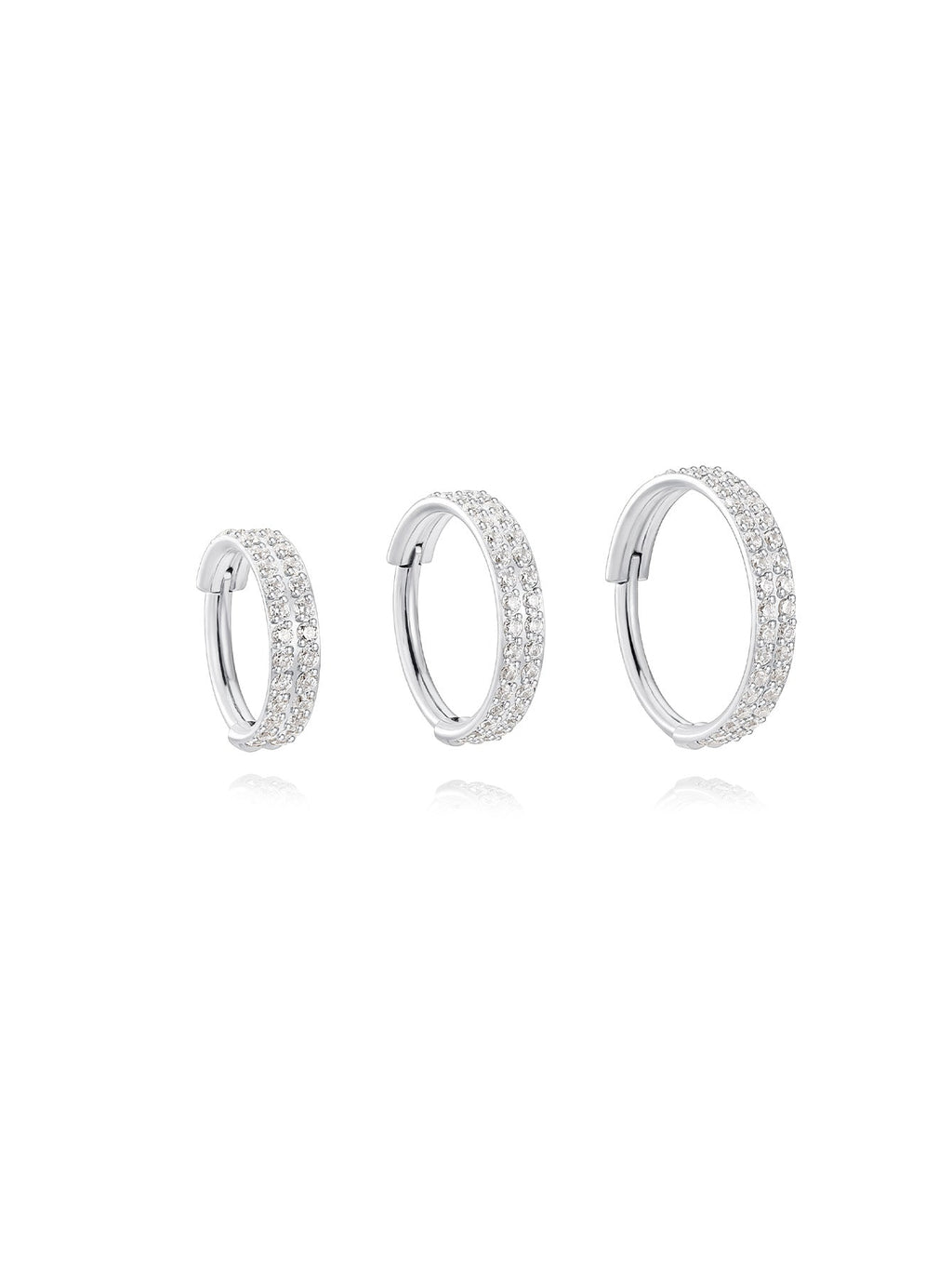 5A CZ Double Row Zirconia Wide Cartilage Hoop - Titanium Waterproof, Available in Multiple Sizes, 16g