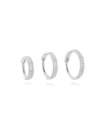 5A CZ Double Row Zirconia Wide Cartilage Hoop - Titanium Waterproof, Available in Multiple Sizes, 16g