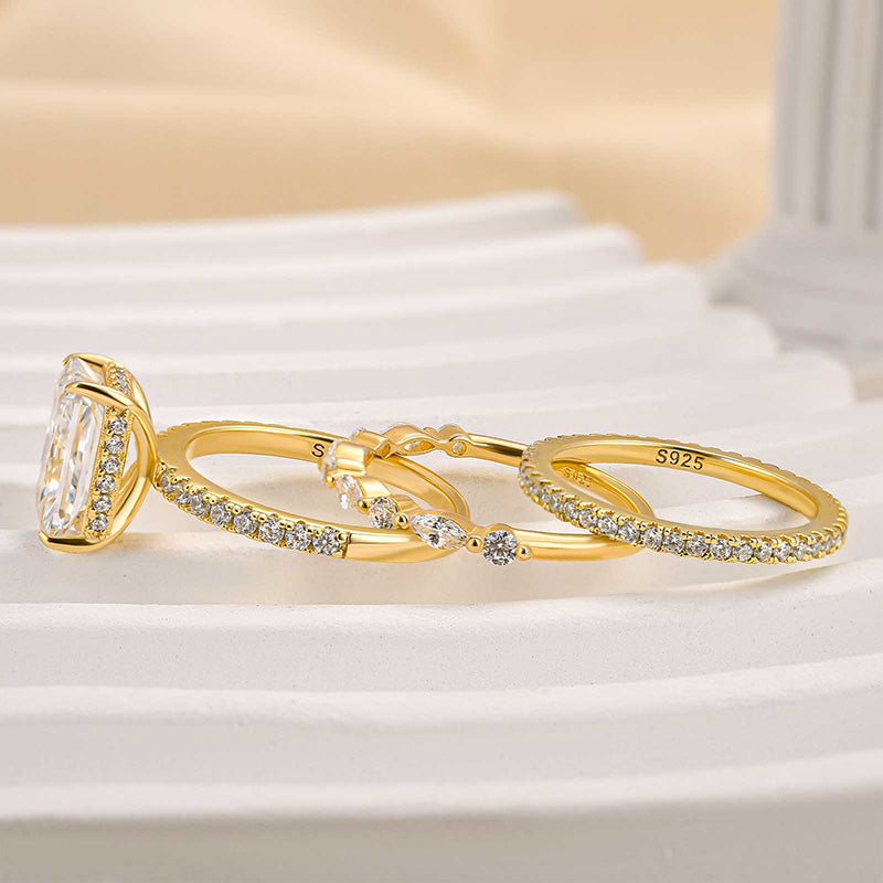 Jaily 3-Piece White Gold Wedding Ring Set