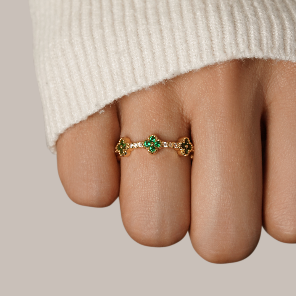 Clover Crystal Lucky Ring