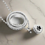Stainless Steel Paw Print Urn Necklace