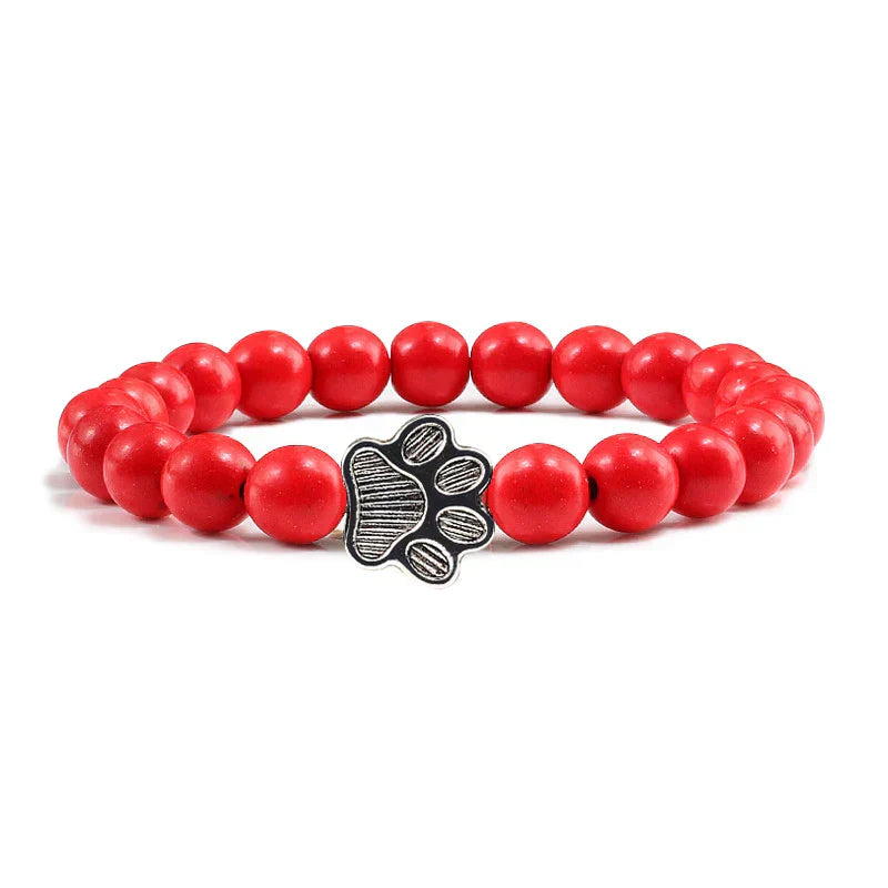 Paw Print Bracelet Embellished with Beads