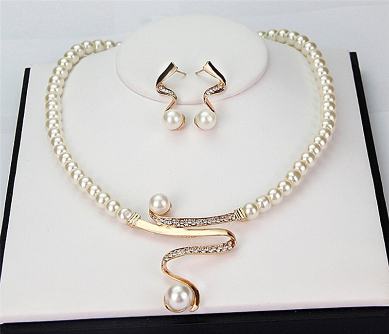 Natural Pearl Necklace and Earring Set