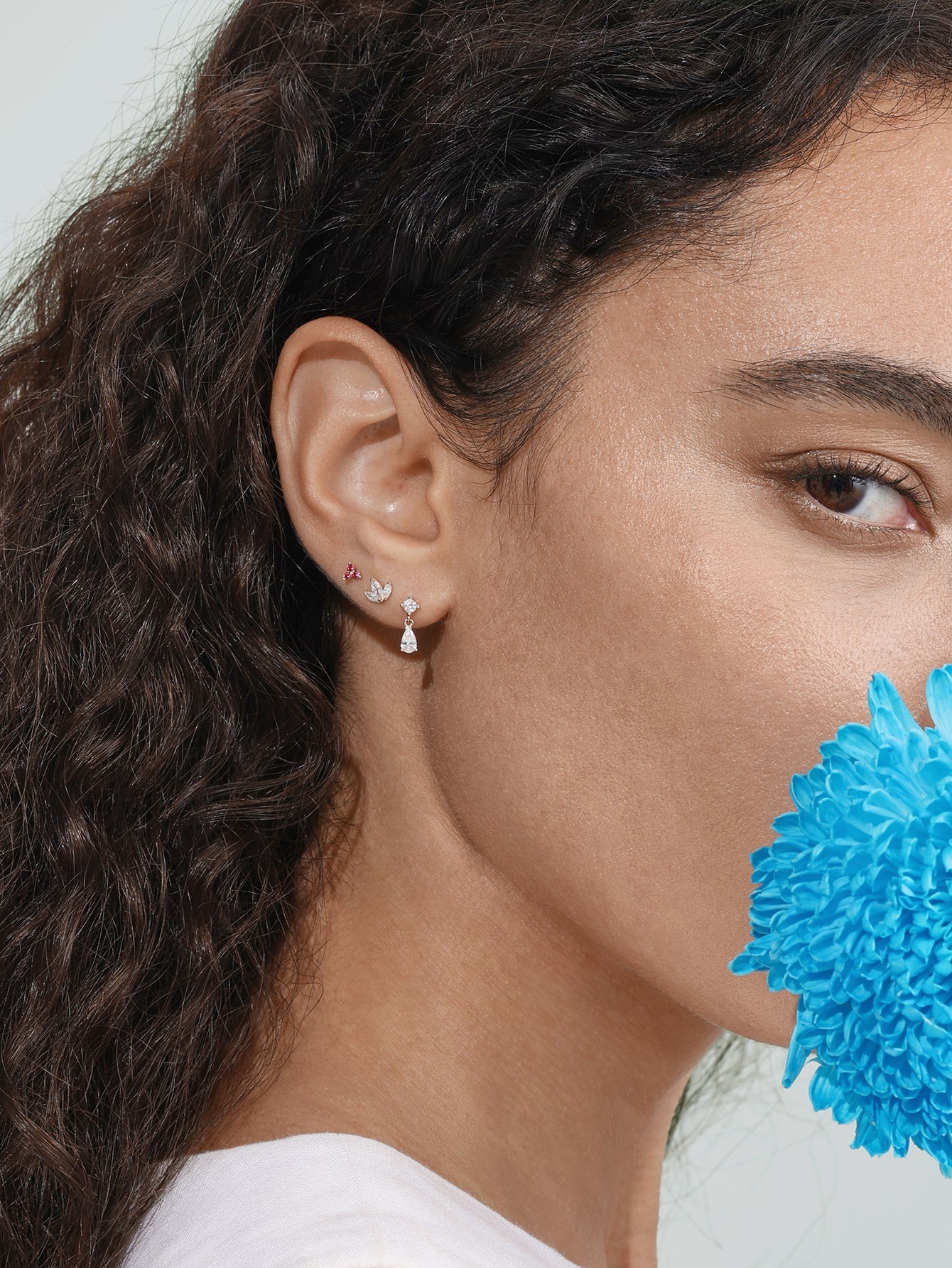 14K Solid Gold Teardrop Stud Earrings for Ear Piercing