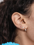 14K Solid Gold Teardrop Stud Earrings for Ear Piercing