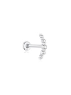 14K Solid Gold Pave Crescent Ear Stud for Piercing