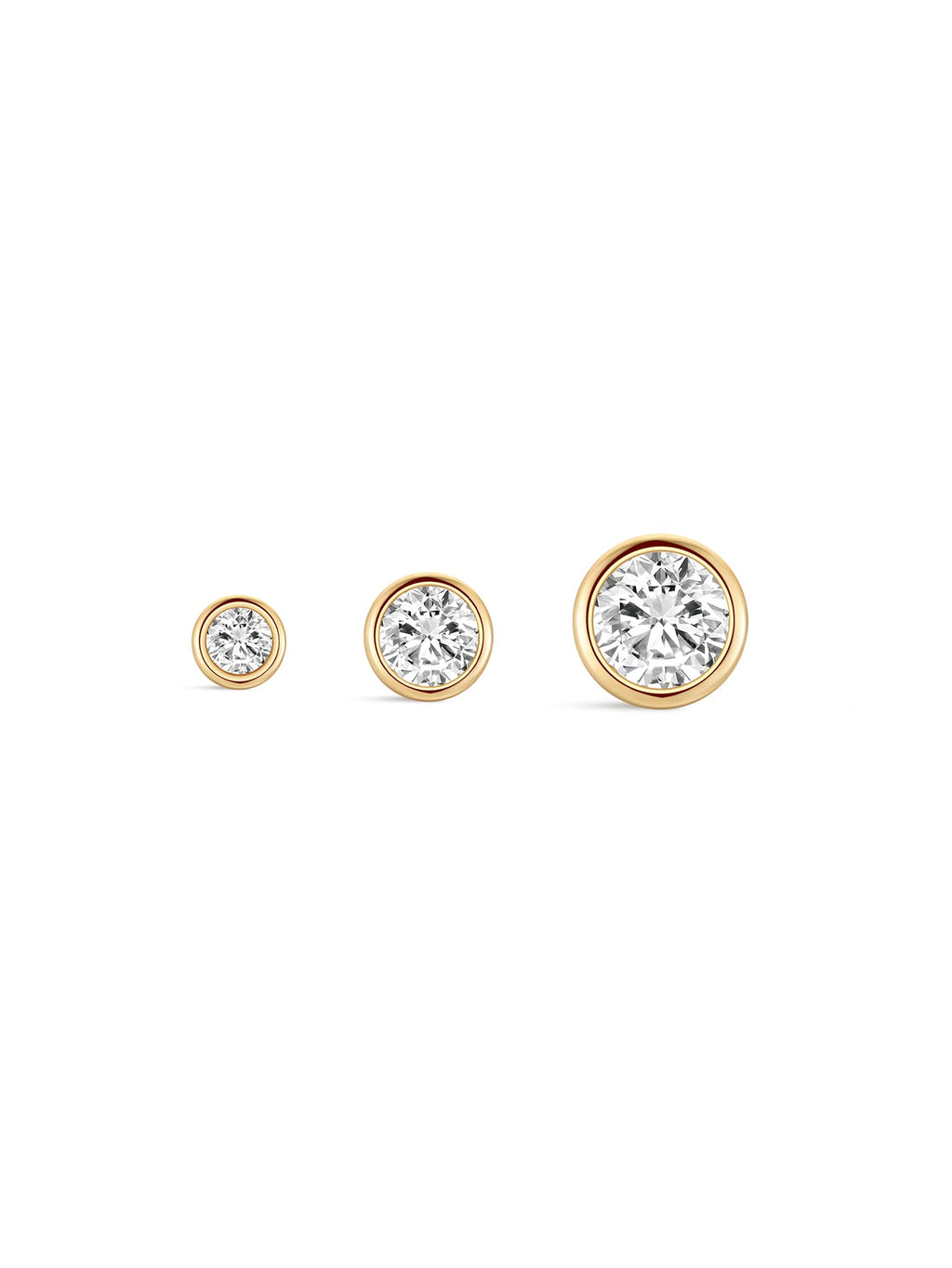 14K Solid Gold Cubic Zirconia Threaded Ear Piercing Stud