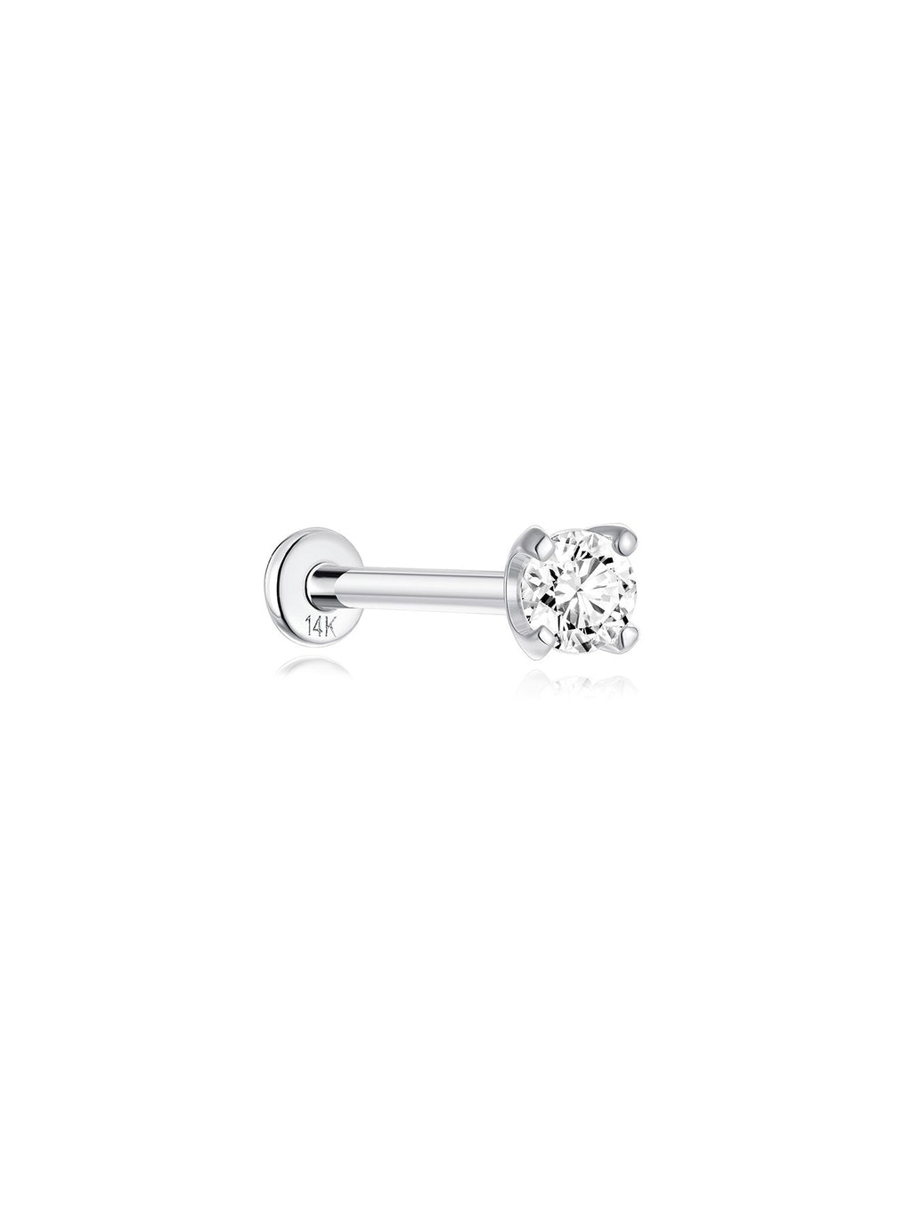 14K Solid Gold Mini Zircon Stud Earrings for Ear Piercing