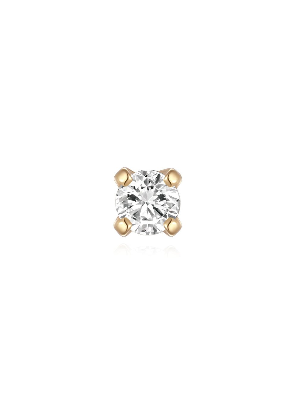 14K Solid Gold Mini Zircon Stud Earrings for Ear Piercing