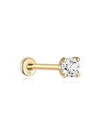 14K Solid Gold Mini Zircon Stud Earrings for Ear Piercing