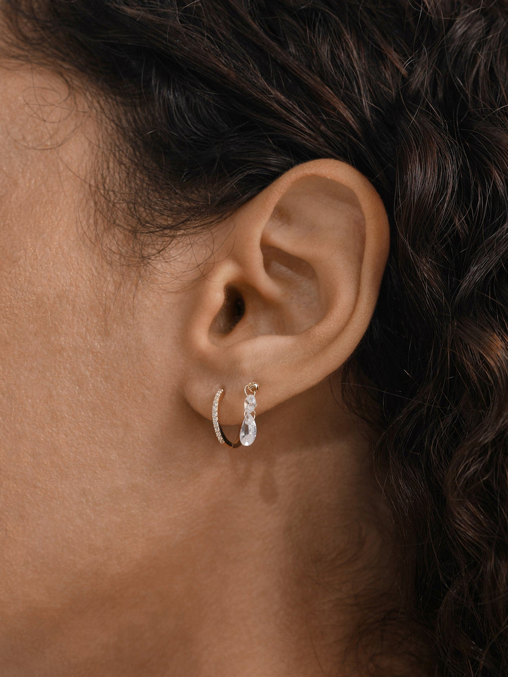 14K Solid Gold Flatback Water Drop Design