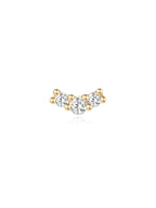 14K Solid Gold Pave Curved Ear Stud for Piercing