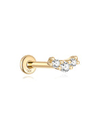 14K Solid Gold Pave Curved Ear Stud for Piercing