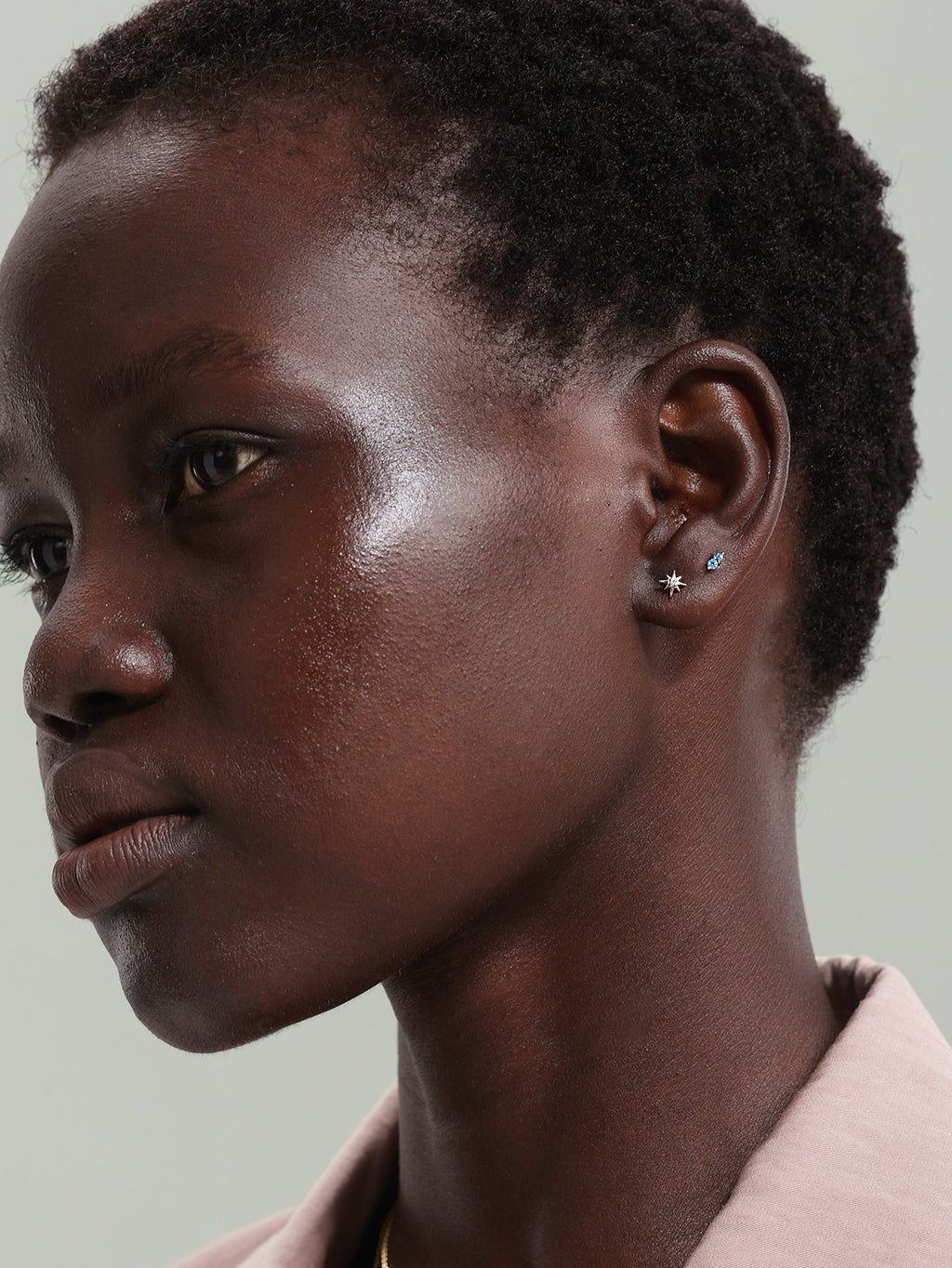 14K Solid Gold Octagonal Stud Earrings for Pierced Ears