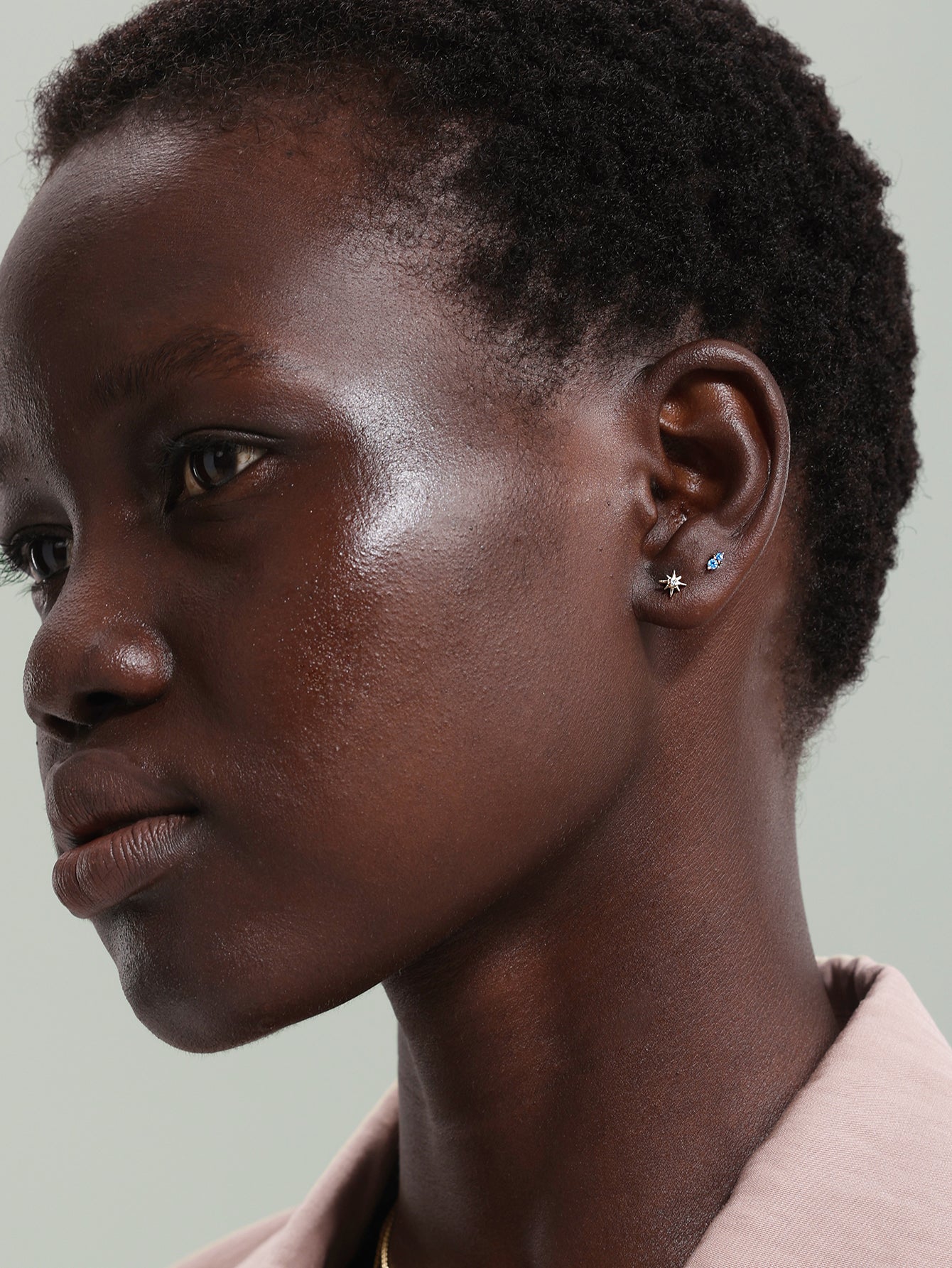 14K Solid Gold Octagonal Stud Earrings for Pierced Ears